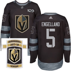 Adidas Golden Knights #5 Deryk Engelland Black 1917 2017 100th Anniversary Stitched NHL Inaugural Season Patch Jersey