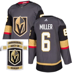 Adidas Golden Knights #6 Colin Miller Grey Home Authentic Stitched NHL Inaugural Season Patch Jersey