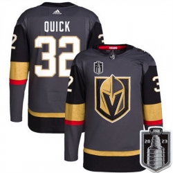 Men Vegas Golden Knights 32 Jonathan Quick Gray 2023 Stanley Cup Final Stitched Jersey