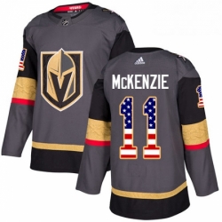 Mens Adidas Vegas Golden Knights 11 Curtis McKenzie Authentic Gray USA Flag Fashion NHL Jersey 