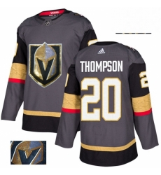 Mens Adidas Vegas Golden Knights 20 Paul Thompson Authentic Gray Fashion Gold NHL Jersey 