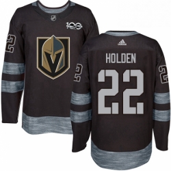 Mens Adidas Vegas Golden Knights 22 Nick Holden Authentic Black 1917 2017 100th Anniversary NHL Jersey 