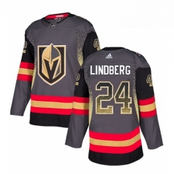 Mens Adidas Vegas Golden Knights 24 Oscar Lindberg Authentic Black Drift Fashion NHL Jersey 