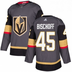 Mens Adidas Vegas Golden Knights 45 Jake Bischoff Authentic Gray Home NHL Jersey 