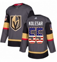 Mens Adidas Vegas Golden Knights 55 Keegan Kolesar Authentic Gray USA Flag Fashion NHL Jersey 