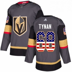 Mens Adidas Vegas Golden Knights 68 TJ Tynan Authentic Gray USA Flag Fashion NHL Jersey 