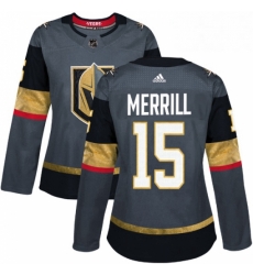 Womens Adidas Vegas Golden Knights 15 Jon Merrill Authentic Gray Home NHL Jersey 