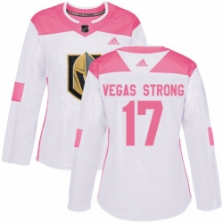 Womens Adidas Vegas Golden Knights 17 Vegas Strong Authentic WhitePink Fashion NHL Jersey 