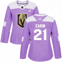 Womens Adidas Vegas Golden Knights 21 Cody Eakin Authentic Purple Fights Cancer Practice NHL Jersey 