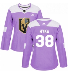 Womens Adidas Vegas Golden Knights 38 Tomas Hyka Authentic Purple Fights Cancer Practice NHL Jersey 