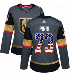 Womens Adidas Vegas Golden Knights 73 Brandon Pirri Authentic Gray USA Flag Fashion NHL Jersey 