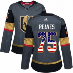 Womens Adidas Vegas Golden Knights 75 Ryan Reaves Authentic Gray USA Flag Fashion NHL Jersey 