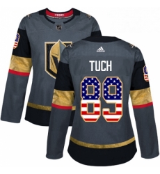 Womens Adidas Vegas Golden Knights 89 Alex Tuch Authentic Gray USA Flag Fashion NHL Jersey 