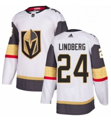 Youth Adidas Vegas Golden Knights 24 Oscar Lindberg Authentic White Away NHL Jersey 