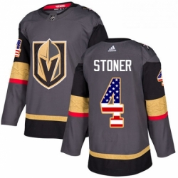 Youth Adidas Vegas Golden Knights 4 Clayton Stoner Authentic Gray USA Flag Fashion NHL Jersey 