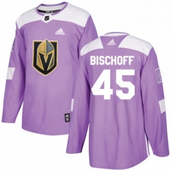 Youth Adidas Vegas Golden Knights 45 Jake Bischoff Authentic Purple Fights Cancer Practice NHL Jersey 