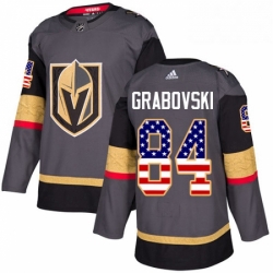 Youth Adidas Vegas Golden Knights 84 Mikhail Grabovski Authentic Gray USA Flag Fashion NHL Jersey 