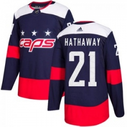 Men Washington Capitals 21 Garnet Hathaway Adidas Authentic 2018 Stadium Series Jersey   Navy Blue