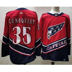 Men Washington Capitals 35 Henrik Lundqvist Red 2020 21 Reverse Retro Adidas Jersey