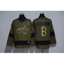 Men Washington Capitals 8 Alexander Ovechkin Olive Adidas Jersey