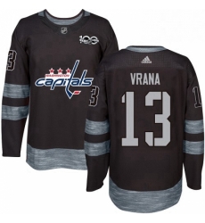 Mens Adidas Washington Capitals 13 Jakub Vrana Premier Black 1917 2017 100th Anniversary NHL Jersey 