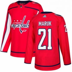 Mens Adidas Washington Capitals 21 Dennis Maruk Premier Red Home NHL Jersey 