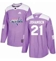 Mens Adidas Washington Capitals 21 Lucas Johansen Authentic Purple Fights Cancer Practice NHL Jersey 