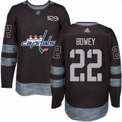 Mens Adidas Washington Capitals 22 Madison Bowey Authentic Black 1917 2017 100th Anniversary NHL Jersey 