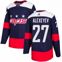 Mens Adidas Washington Capitals 27 Alexander Alexeyev Authentic Navy Blue 2018 Stadium Series NHL Jerse