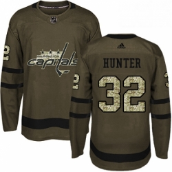 Mens Adidas Washington Capitals 32 Dale Hunter Premier Green Salute to Service NHL Jersey 