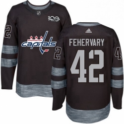 Mens Adidas Washington Capitals 42 Martin Fehervary Authentic Black 1917 2017 100th Anniversary NHL Jersey 