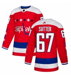 Mens Adidas Washington Capitals 67 Riley Sutter Authentic Red Alternate NHL Jersey 