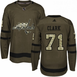 Mens Adidas Washington Capitals 71 Kody Clark Authentic Green Salute to Service NHL Jerse