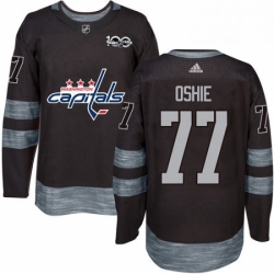 Mens Adidas Washington Capitals 77 TJ Oshie Authentic Black 1917 2017 100th Anniversary NHL Jersey 