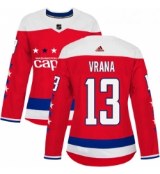 Womens Adidas Washington Capitals 13 Jakub Vrana Authentic Red Alternate NHL Jersey 