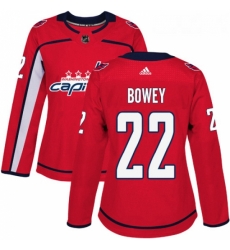 Womens Adidas Washington Capitals 22 Madison Bowey Authentic Red Home NHL Jersey 