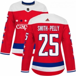 Womens Adidas Washington Capitals 25 Devante Smith Pelly Authentic Red Alternate NHL Jersey 