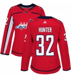 Womens Adidas Washington Capitals 32 Dale Hunter Premier Red Home NHL Jersey 