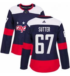 Womens Adidas Washington Capitals 67 Riley Sutter Authentic Navy Blue 2018 Stadium Series NHL Jersey 