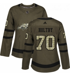 Womens Adidas Washington Capitals 70 Braden Holtby Authentic Green Salute to Service NHL Jersey 