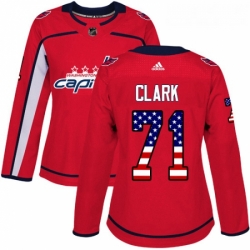 Womens Adidas Washington Capitals 71 Kody Clark Authentic Red USA Flag Fashion NHL Jersey 