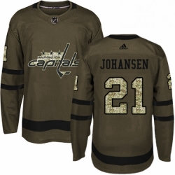 Youth Adidas Washington Capitals 21 Lucas Johansen Authentic Green Salute to Service NHL Jersey 