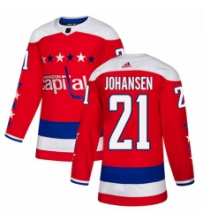 Youth Adidas Washington Capitals 21 Lucas Johansen Authentic Red Alternate NHL Jersey 