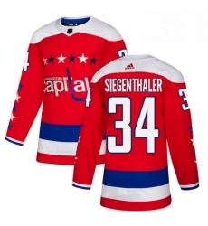 Youth Adidas Washington Capitals 34 Jonas Siegenthaler Authentic Red Alternate NHL Jersey 