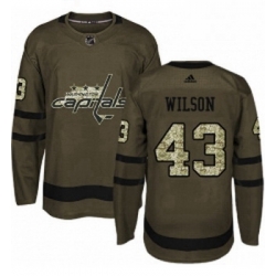 Youth Adidas Washington Capitals 43 Tom Wilson Premier Green Salute to Service NHL Jersey 