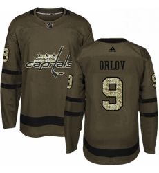 Youth Adidas Washington Capitals 9 Dmitry Orlov Authentic Green Salute to Service NHL Jersey 