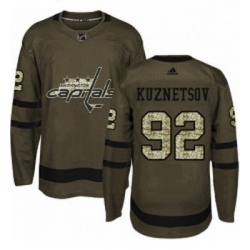 Youth Adidas Washington Capitals 92 Evgeny Kuznetsov Premier Green Salute to Service NHL Jersey 