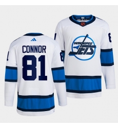 Men Winnipeg Jets 81 Kyle Connor White 2022 Reverse Retro Stitched Jersey