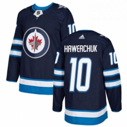 Mens Adidas Winnipeg Jets 10 Dale Hawerchuk Authentic Navy Blue Home NHL Jersey 