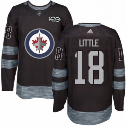 Mens Adidas Winnipeg Jets 18 Bryan Little Authentic Black 1917 2017 100th Anniversary NHL Jersey 